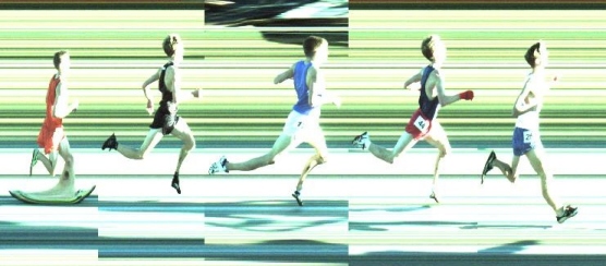 Color FinishLynx image of the first 5 finishers.